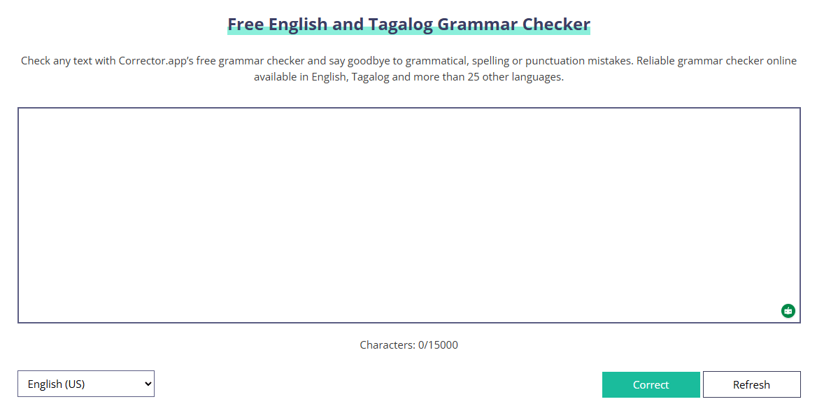 Corrector App Free English and Tagalog Grammar Checker