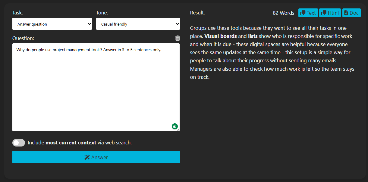 Textbuddy Answer Question Tool