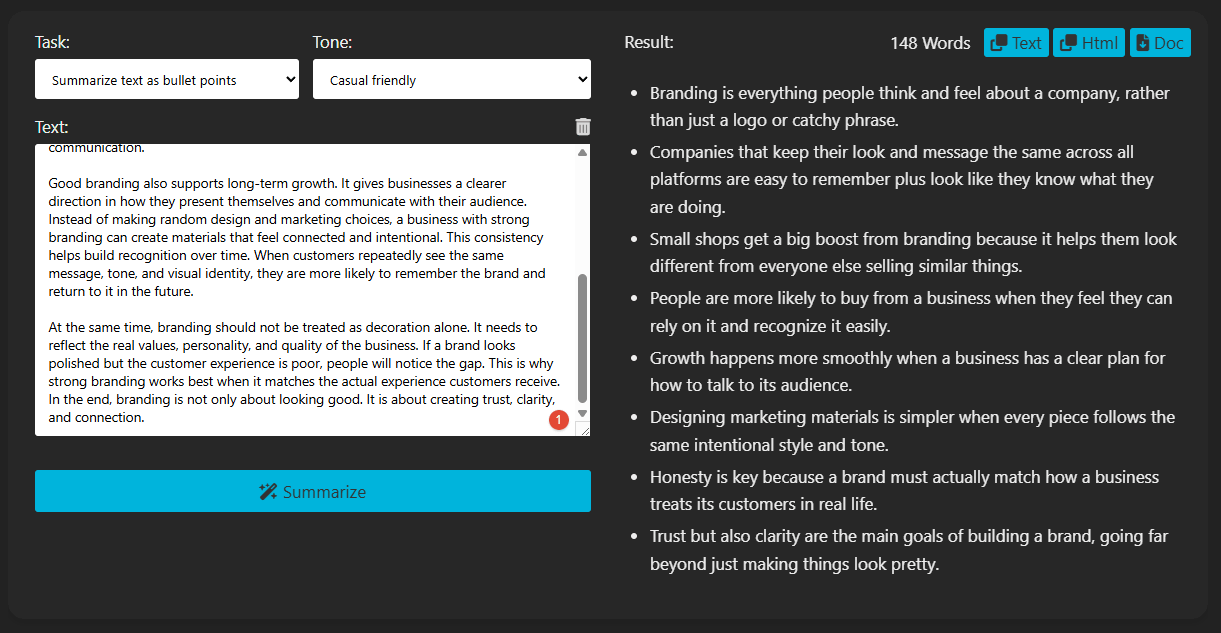 Textbuddy Bullet Point Summary