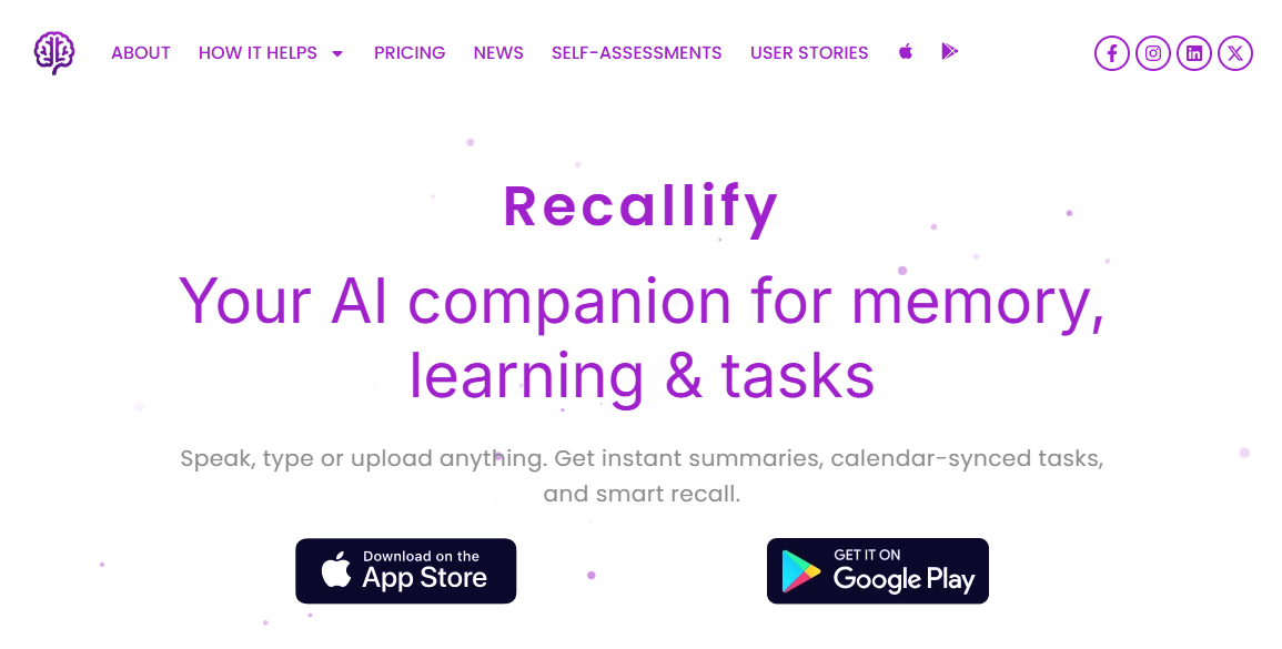 Recallify Homepage