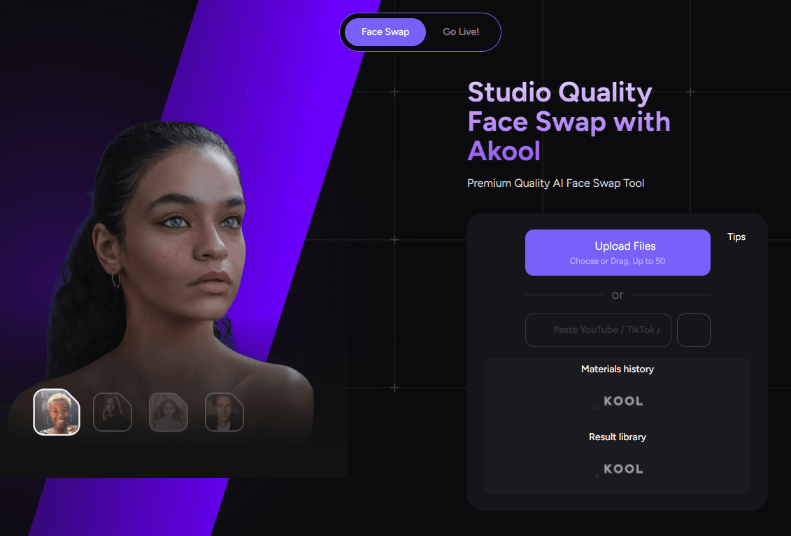 Akool Face Swap app interface