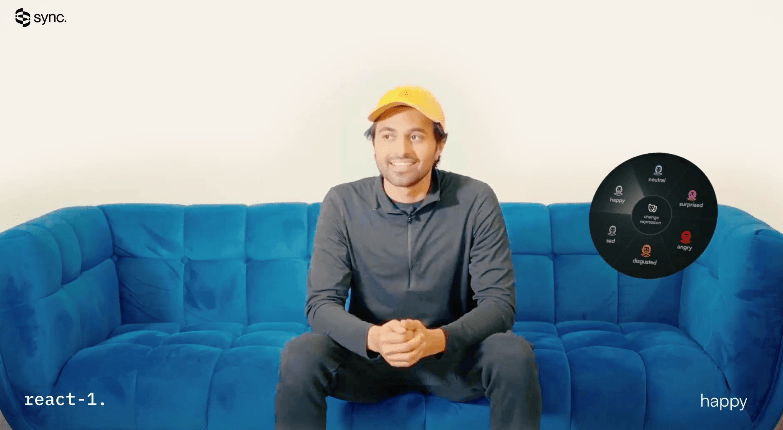 Sync Labs react-1 happy expression preview