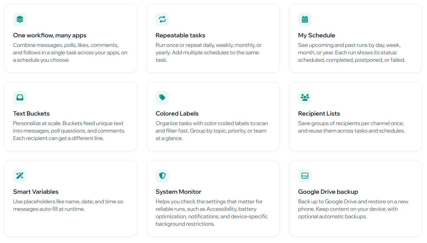 TikTask Feature Grid
