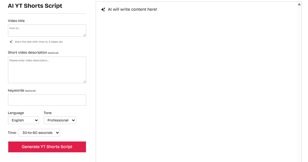 ScripAI YouTube Shorts Script Writer