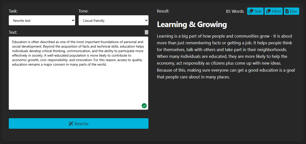 Textbuddy AI Rewrite