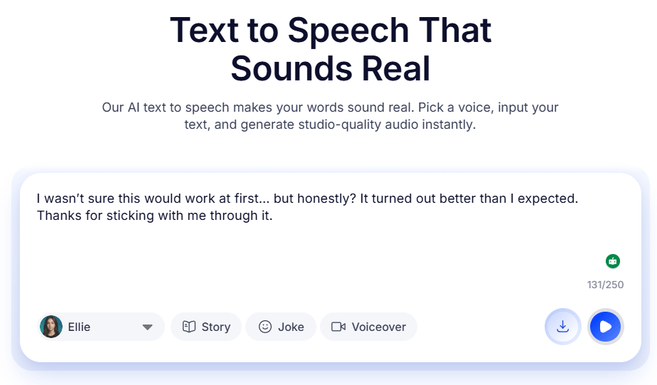 Voice.ai text-to-speech generation panel
