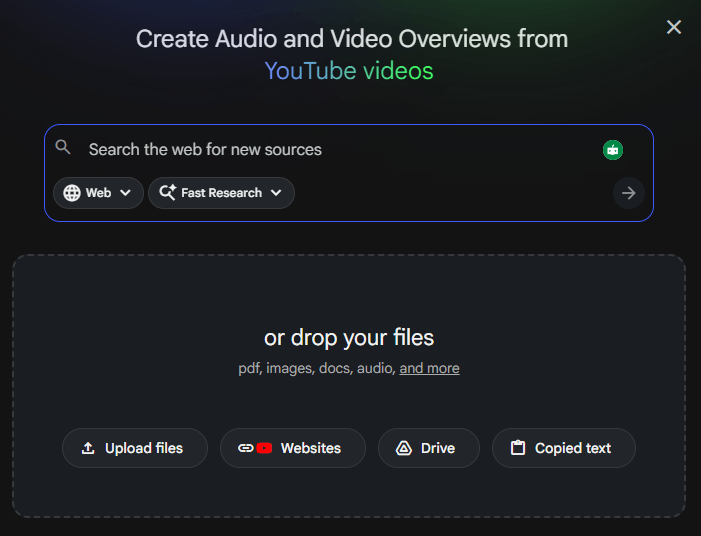 NotebookLM Create Audio and Video Overviews