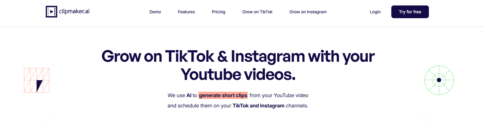 ClipMaker homepage hero section
