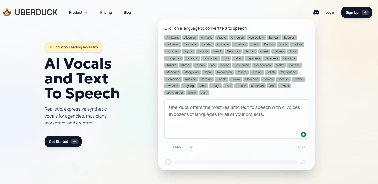 Uberduck Homepage