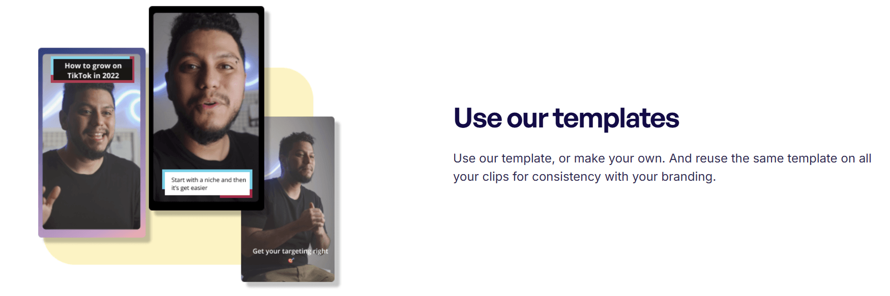 ClipMaker reusable template feature section