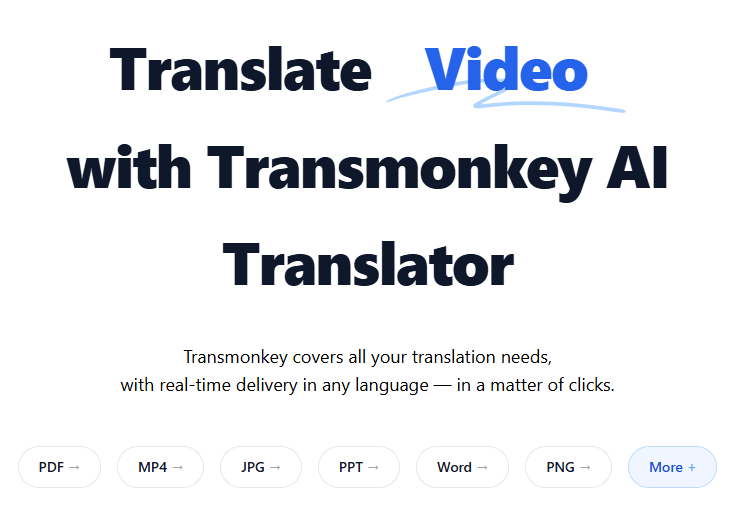 Transmonkey AI translator hero section