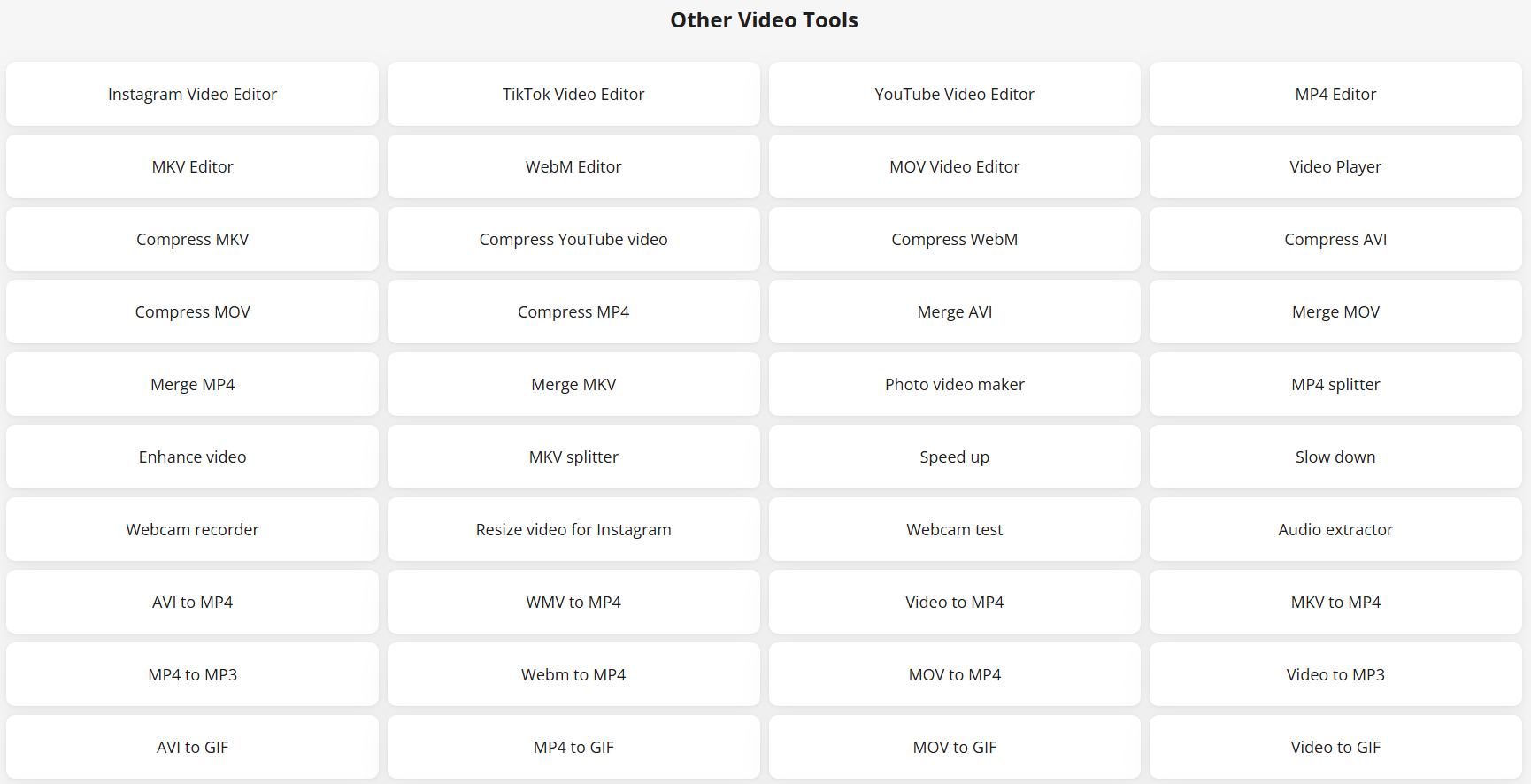 Video Candy other video tools grid