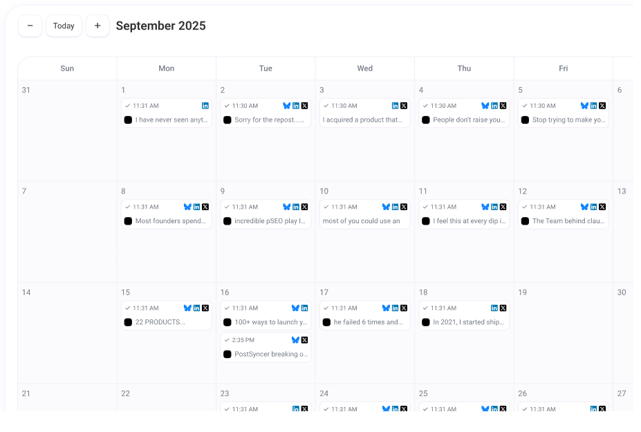 PostSyncer Content Calendar