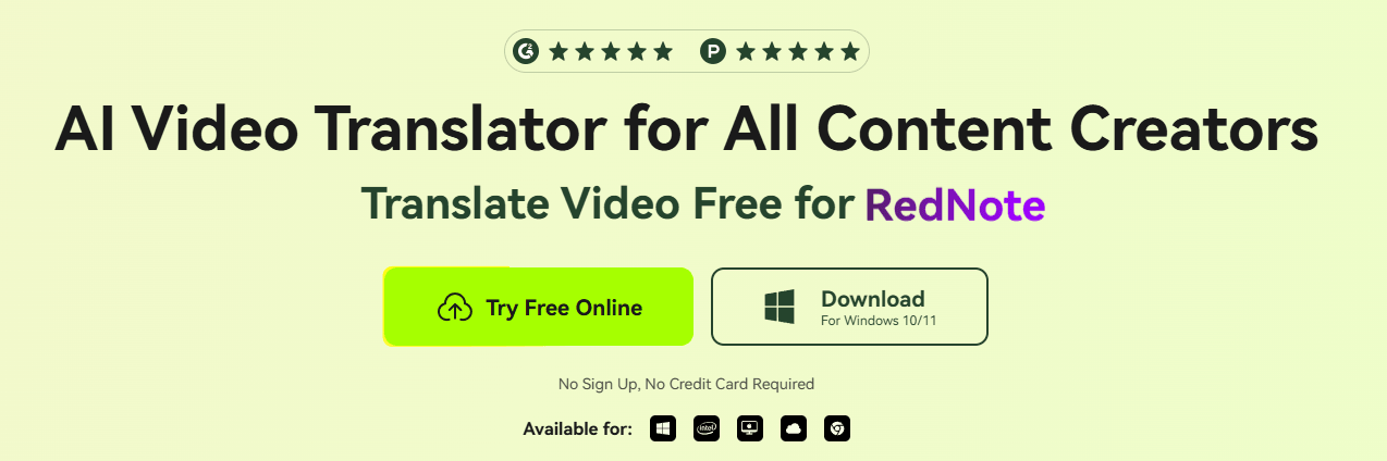 BlipCut AI video translator homepage hero section