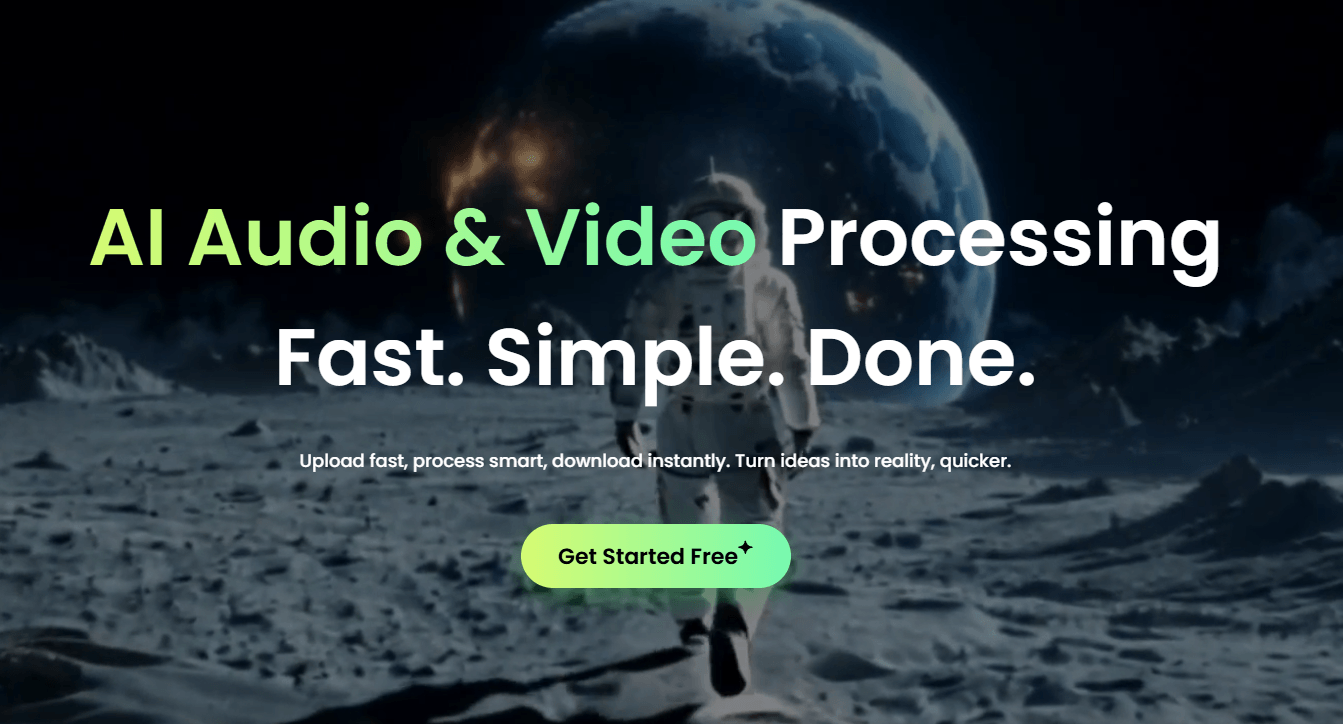 RecCloud AI audio and video processing homepage hero section