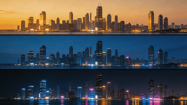 Day-to-Night Waterfront Transition