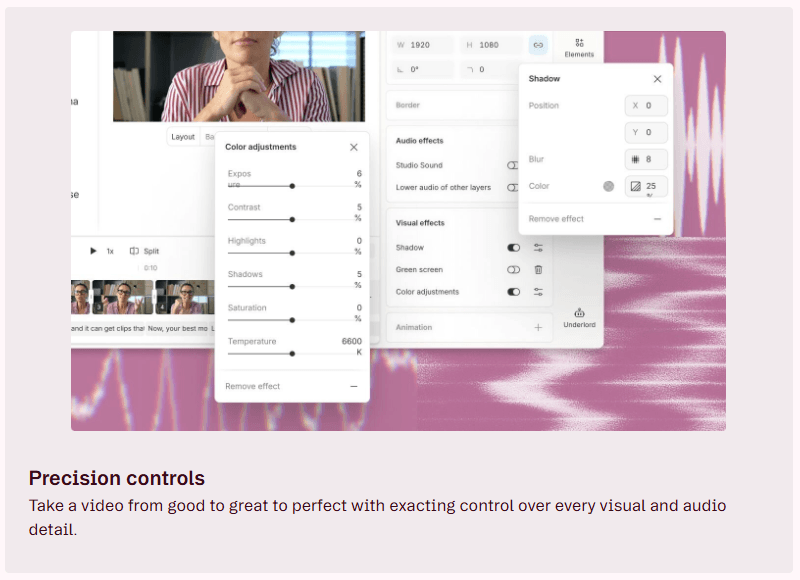 Descript precision controls