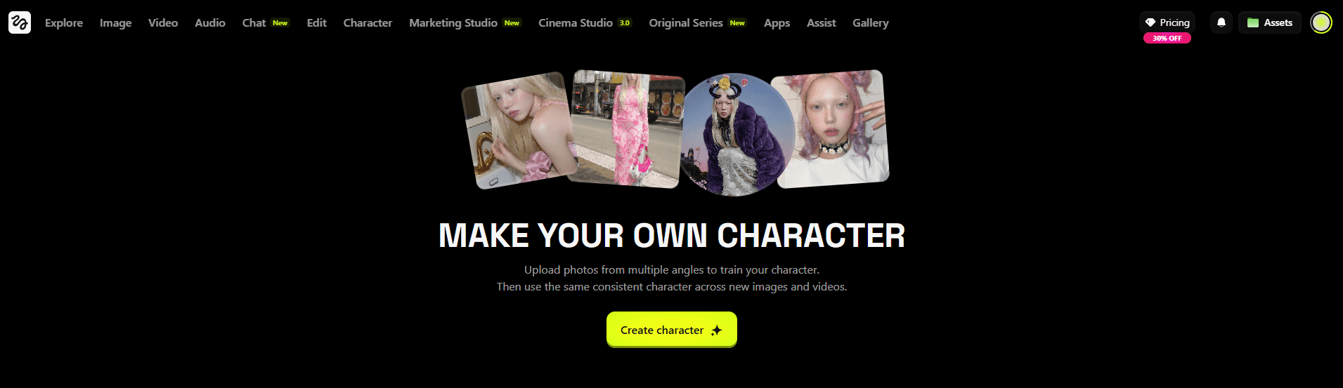 Higgsfield Character Creation Page