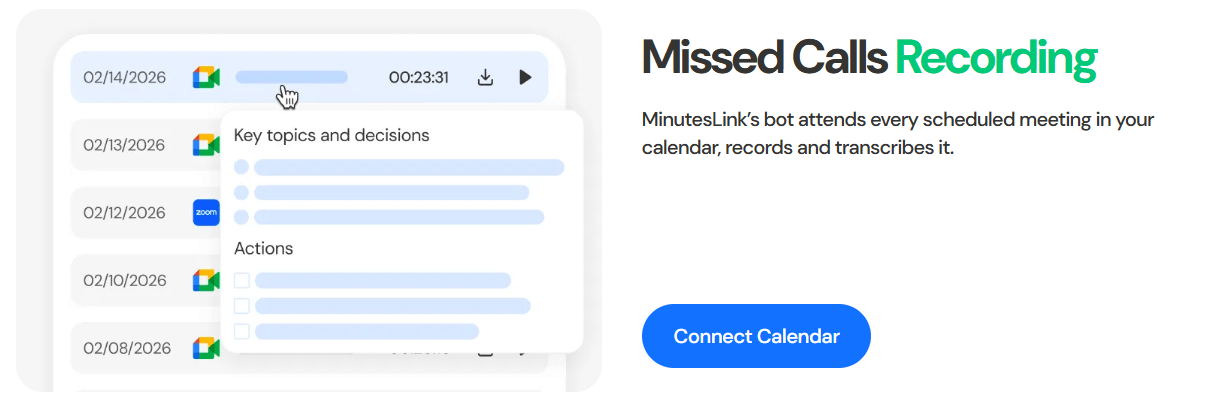 MinutesLink Missed Calls Recording