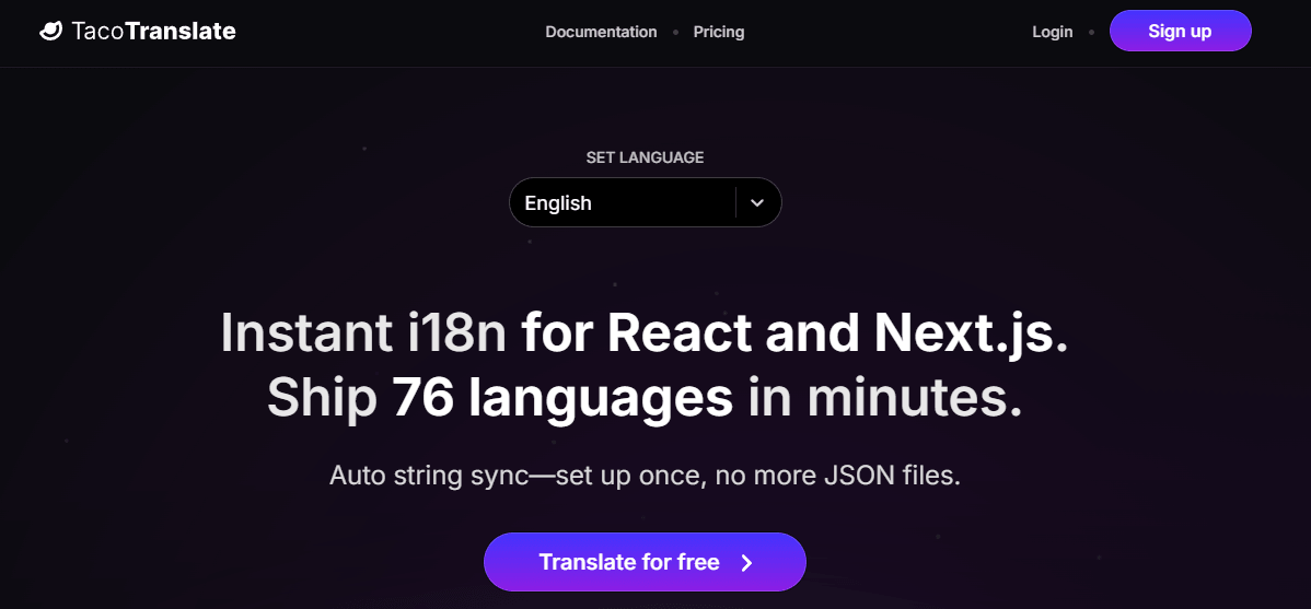 TacoTranslate homepage hero section
