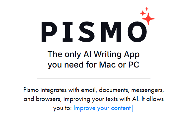 Pismo homepage hero section