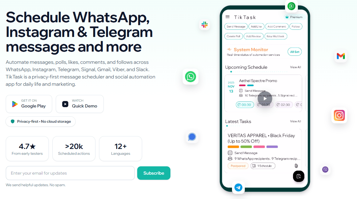 TikTask Homepage