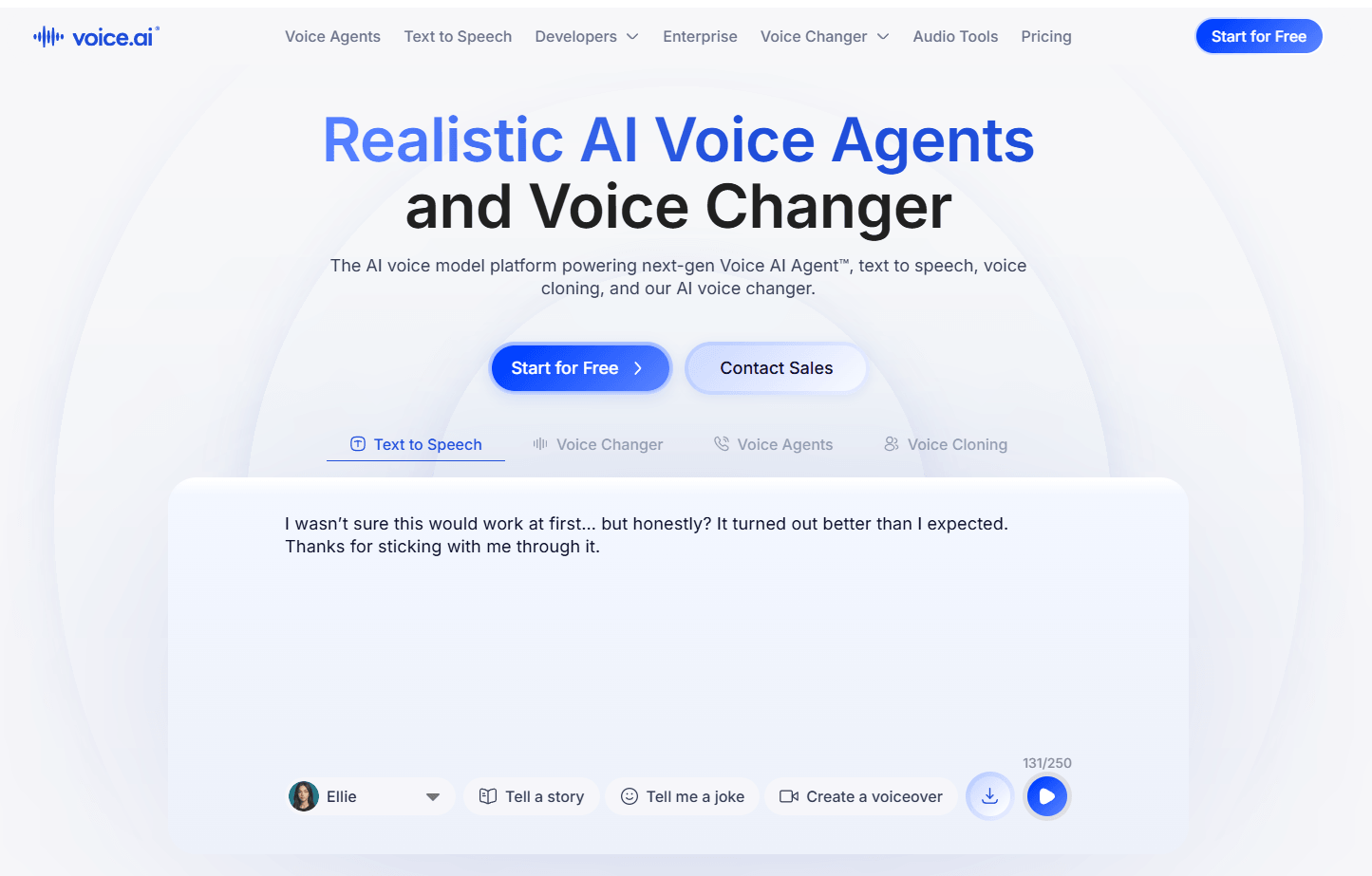 Voice.ai homepage hero section