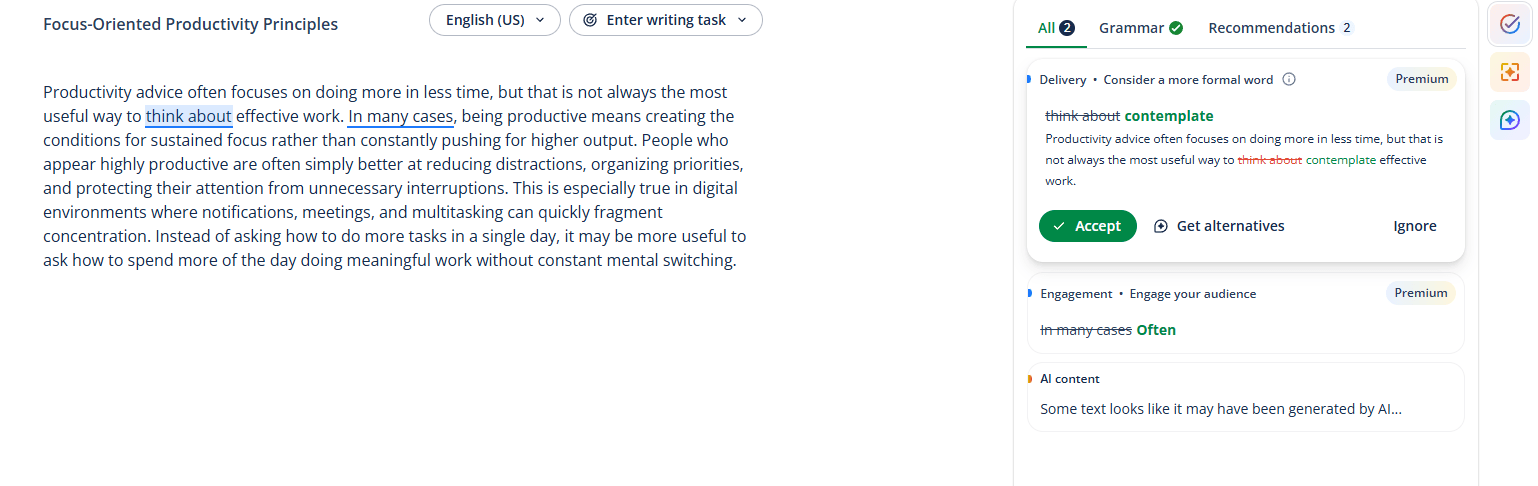 QuillBot Grammar Checker Sample