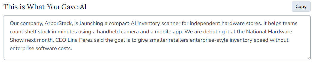 Newswriter.ai Prompt Example