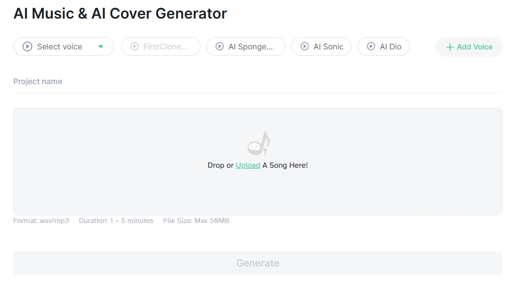 MyVocal.ai AI Cover Generator