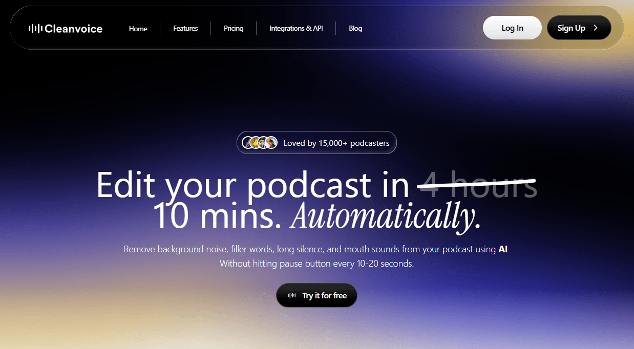 CleanVoice AI homepage hero section