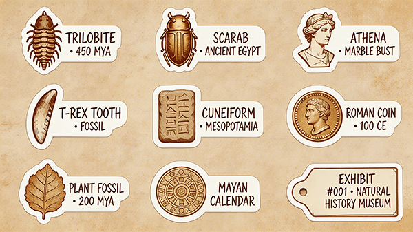 Vintage Museum Sticker Collection