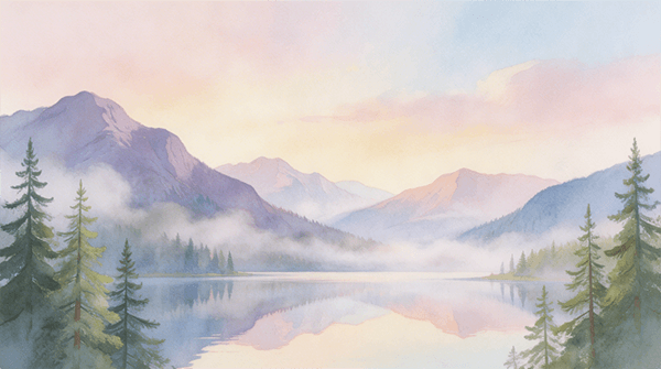 Watercolor Mountain Scene