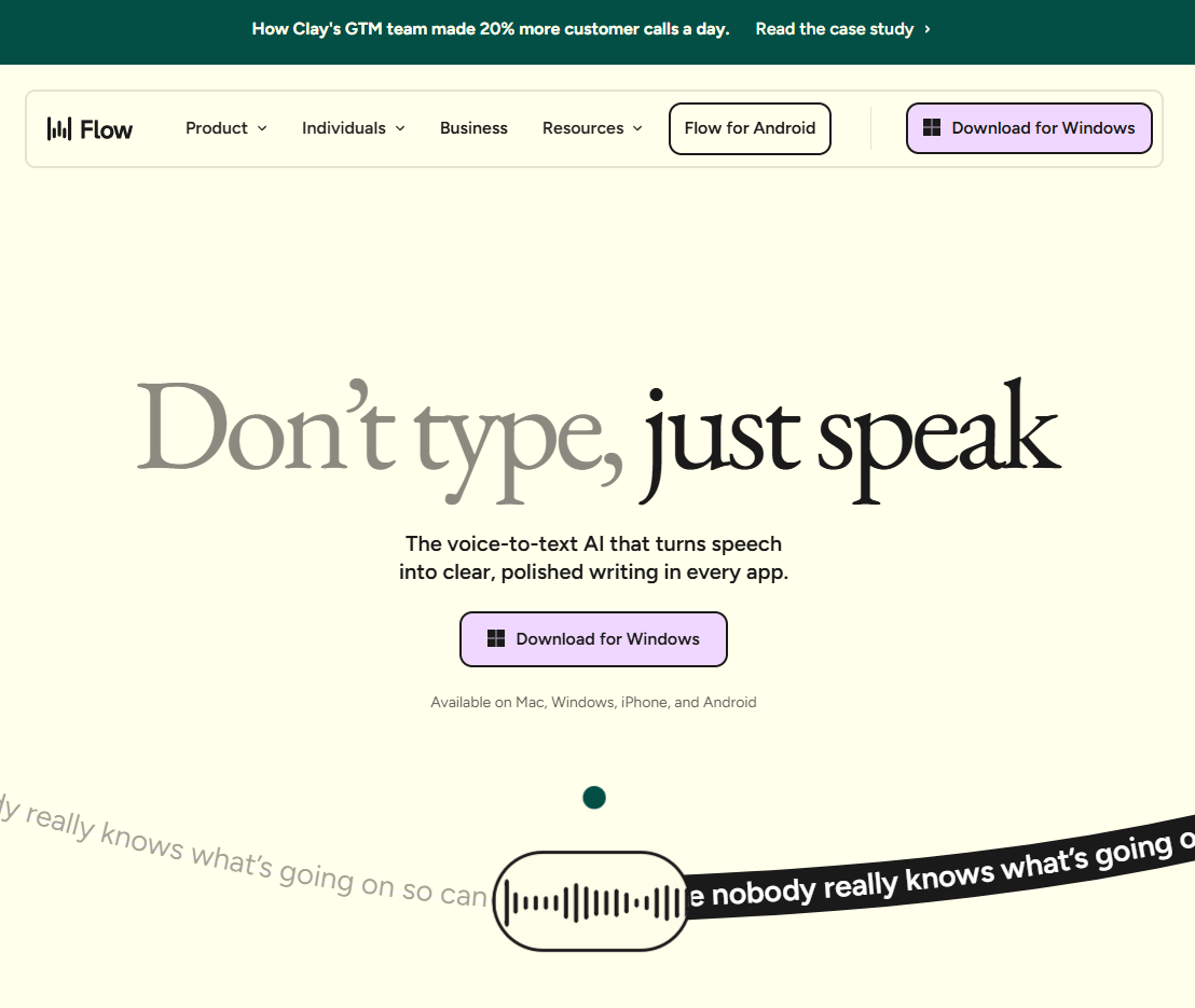 Wispr Flow Homepage