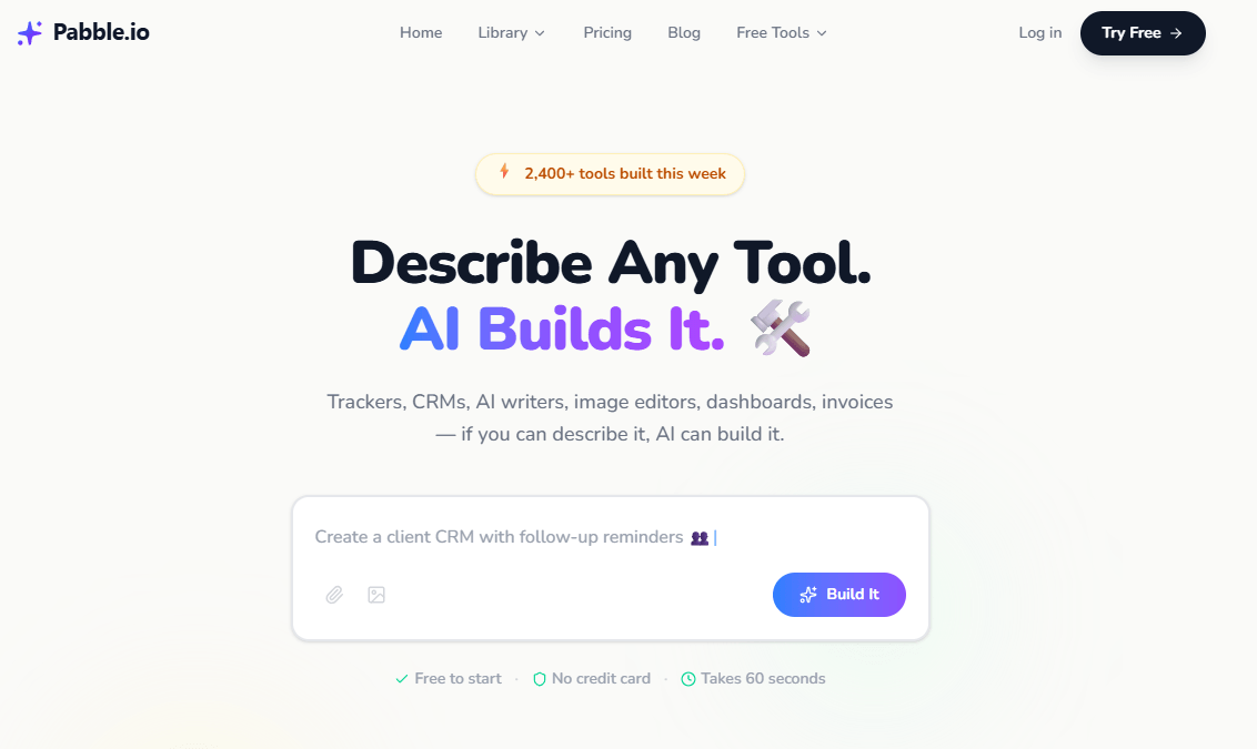Pabble homepage prompt builder