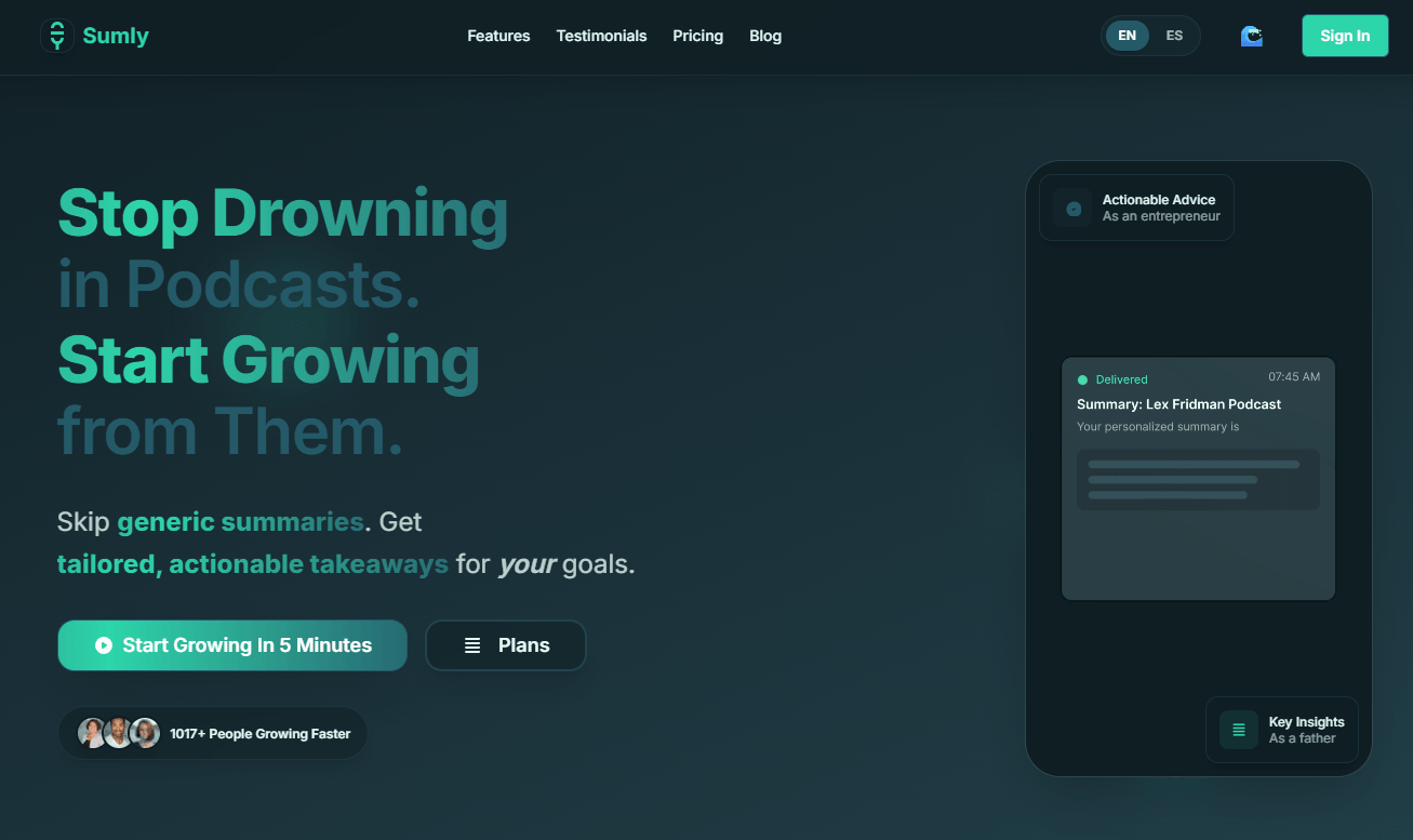 Sumly.ai Homepage