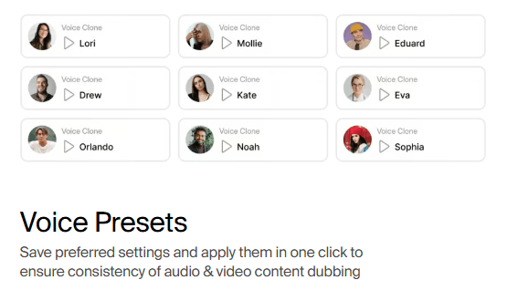 Rask AI Voice Presets