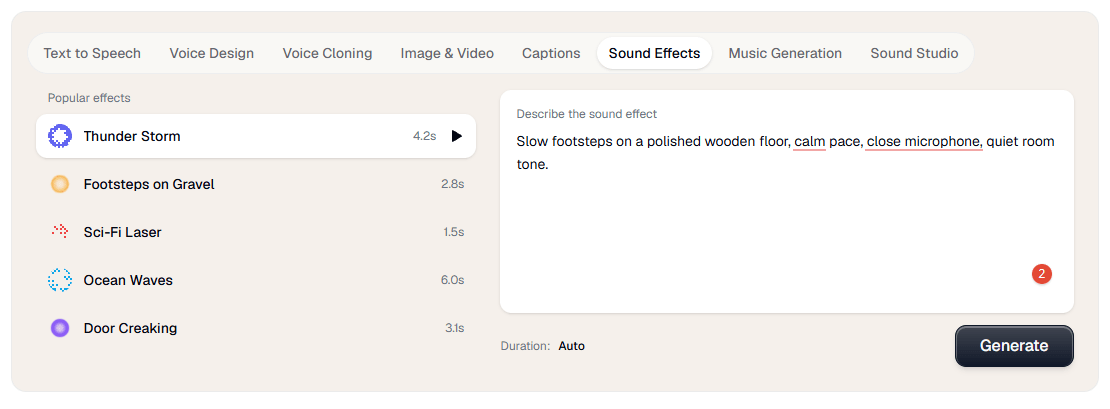 Verbatik Sound Effects Generator