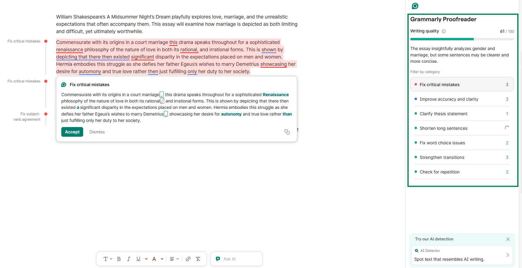 Grammarly Proofreader