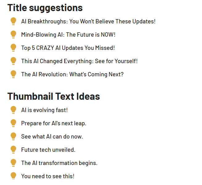Thumbnail AI Title and Thumbnail Text Suggestions
