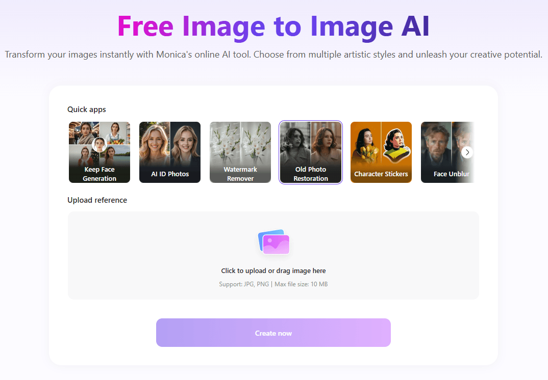 Monica Image to Image Generator