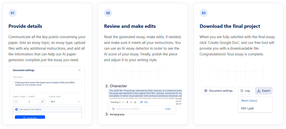 Textero Essay Generation Steps