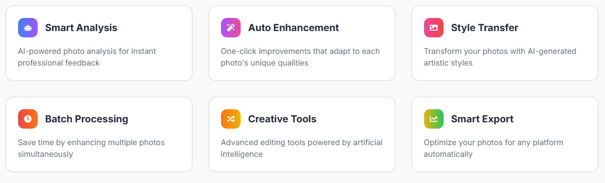 Photor AI Feature Cards