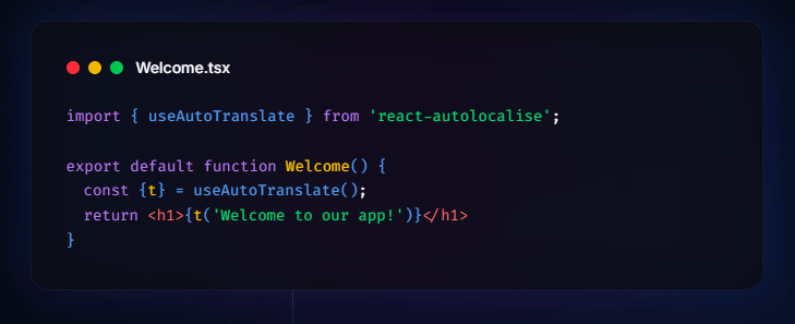 AutoLocalise React code example