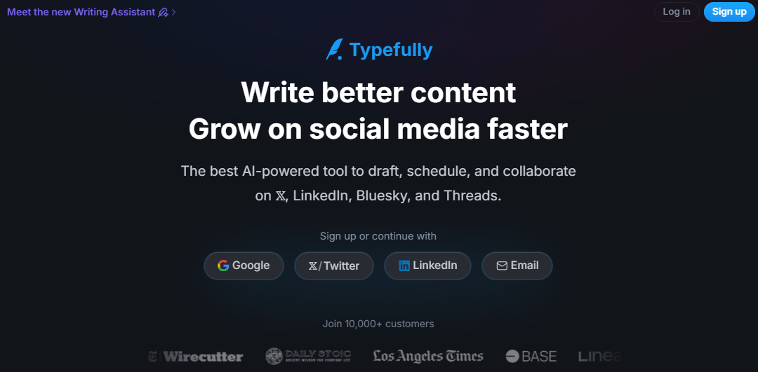 Typefully homepage hero section