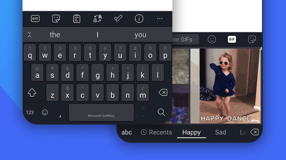 SwiftKey toolbar and GIF panel