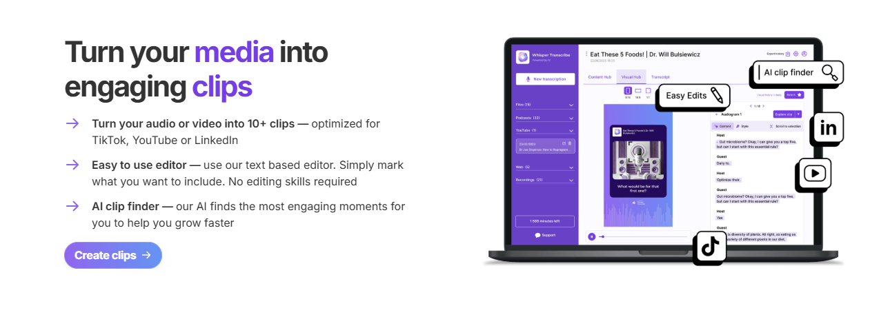 WhisperTranscribe Engaging Clips Creator