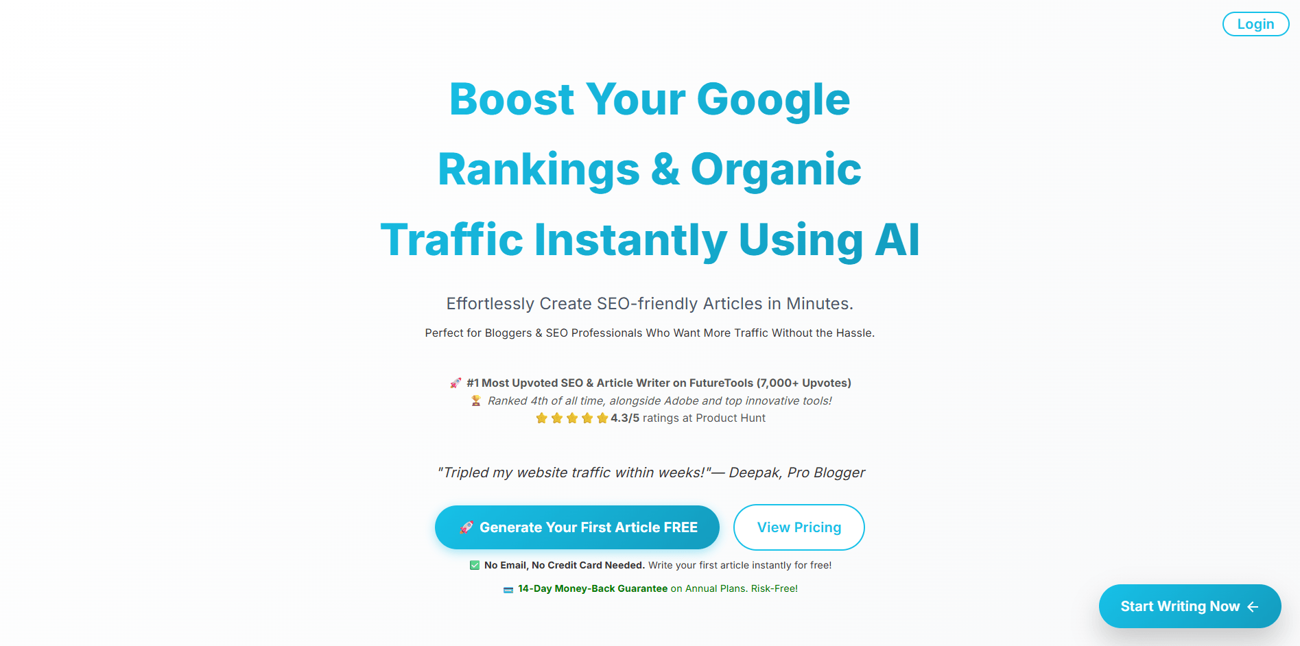 AutoWrite App Homepage