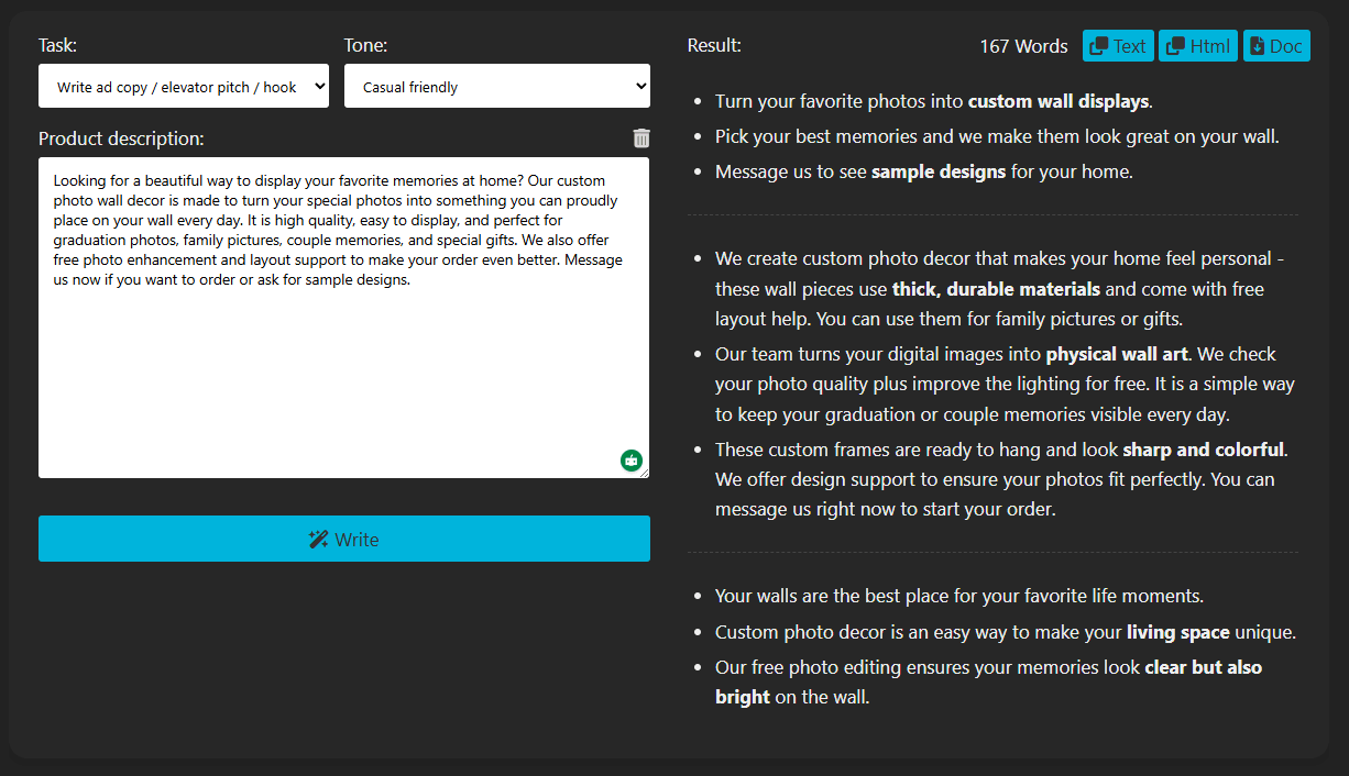 Textbuddy Ad Copy Writer