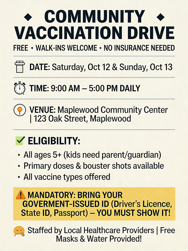 Community Vaccination Drive Poster
